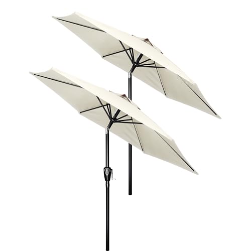Simple Deluxe 9FT Outdoor Patio Umbrella Table Market Umbrella with Push Button Tilt and Crank, 8 Sturdy Ribs, UV Protection Waterproof for Garden, Lawn, Deck, Backyard, Pool