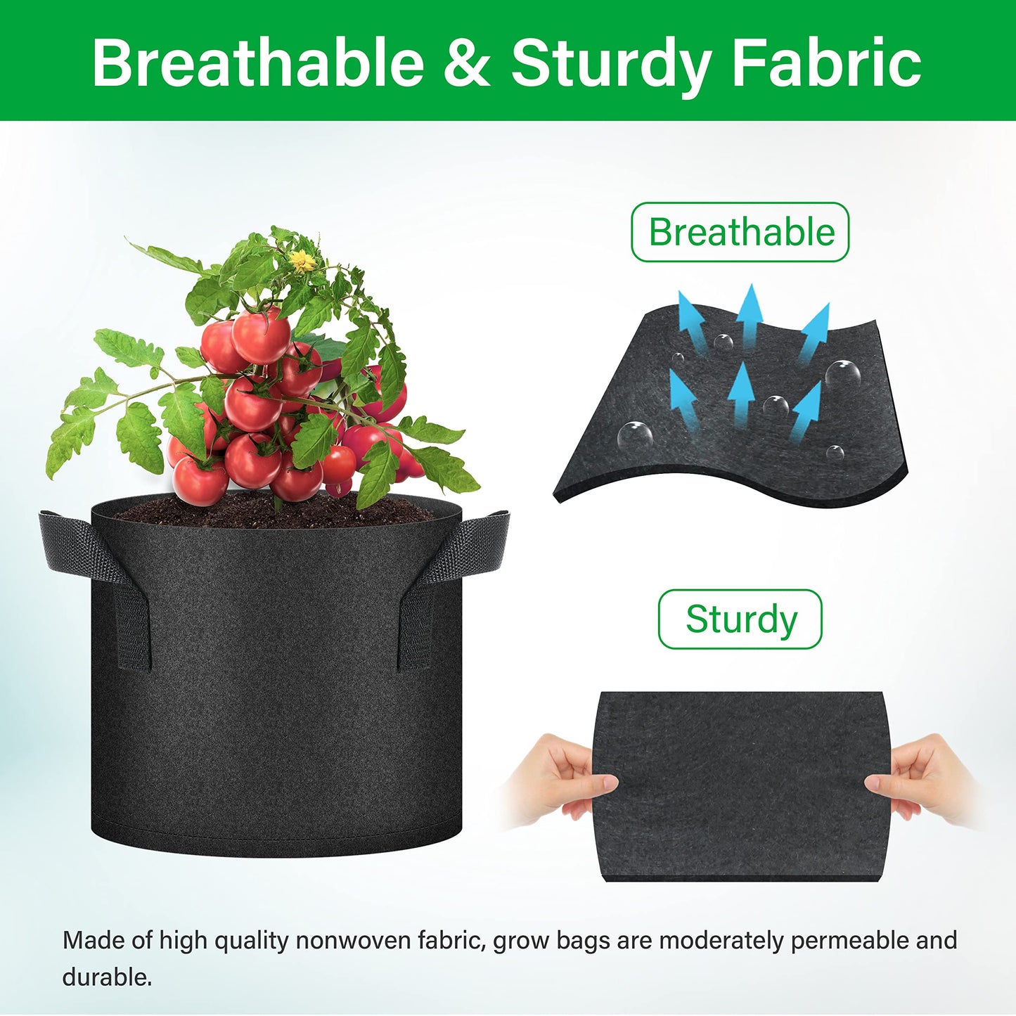 YSSOA Nonwoven Fabric Plant Pots with Handles,