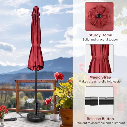 Simple Deluxe 9FT Outdoor Patio Umbrella Table Market Umbrella with Push Button Tilt and Crank, 8 Sturdy Ribs, UV Protection Waterproof for Garden, Lawn, Deck, Backyard, Pool