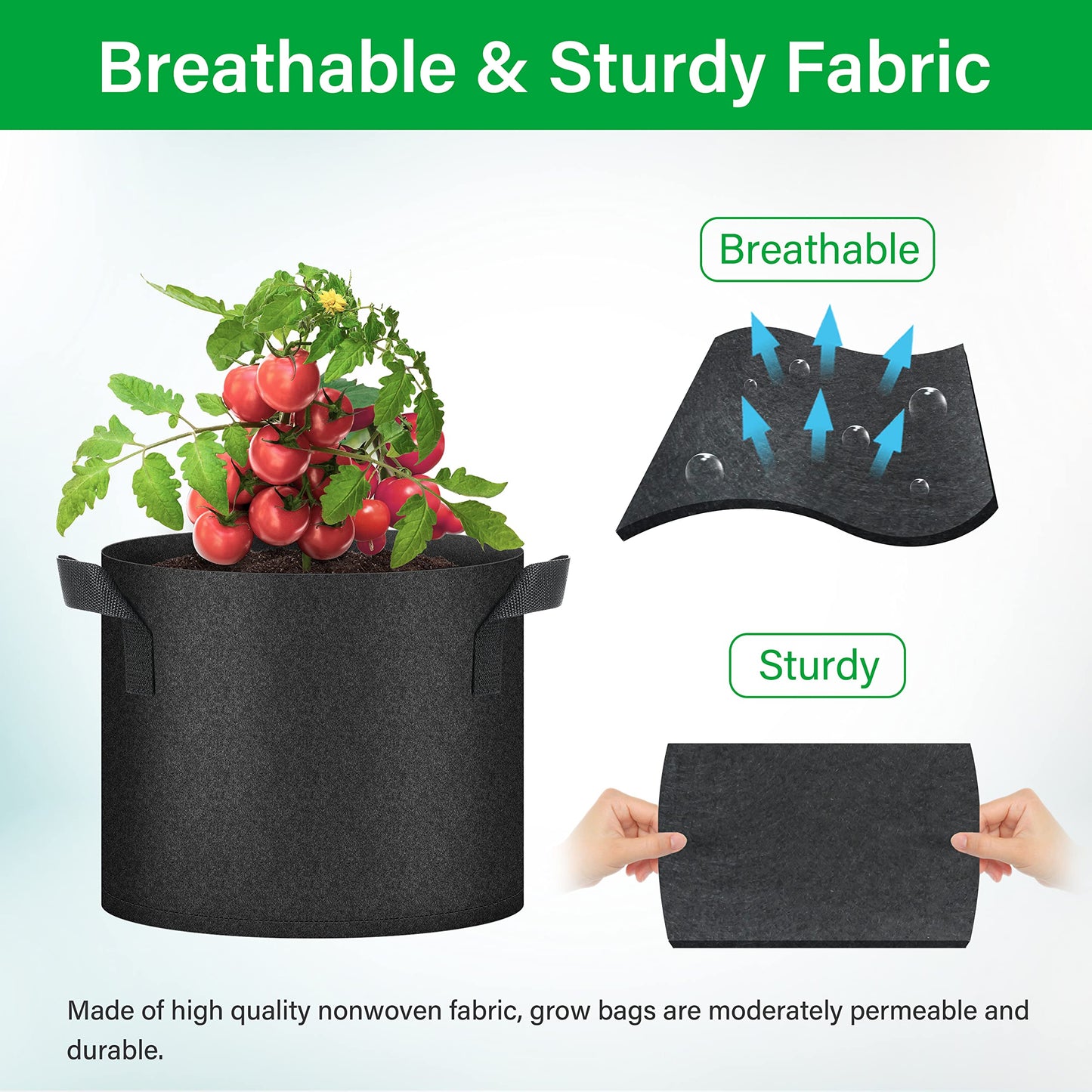 YSSOA Nonwoven Fabric Plant Pots with Handles,
