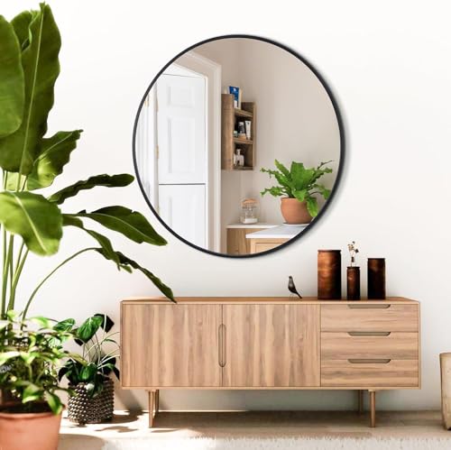 YSSOA Black 20 Inch Round Mirror