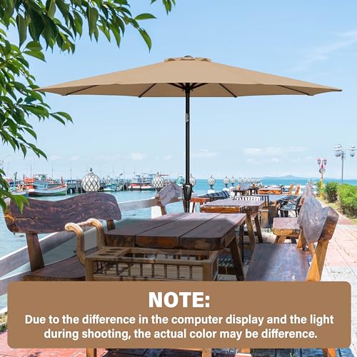HealSmart 9' Patio Umbrella Replacement Canopy Cover with 8 Ribs, Outdoor Table Market Yard Umbrellas