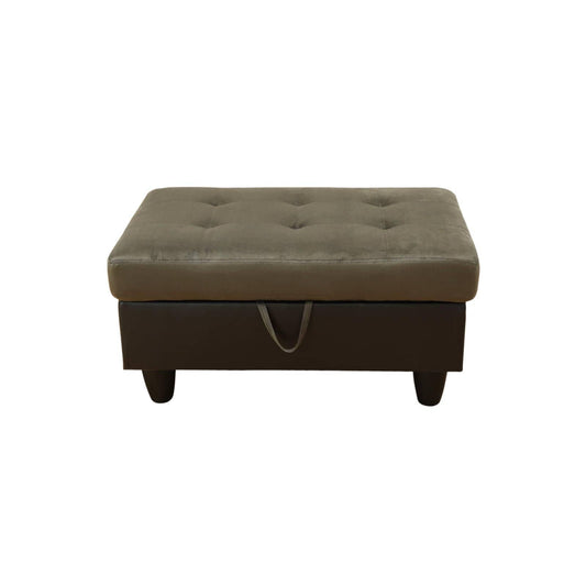 Simple Deluxe Taupe Flannel and PVC Storage Ottoman 35x23.5x17.5 - Room Decor, Organization and Storage Solution, Ottoman for Living Room, Bedroom